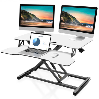 Height Adjustable Desk Converter for Dual Monitor Workstations