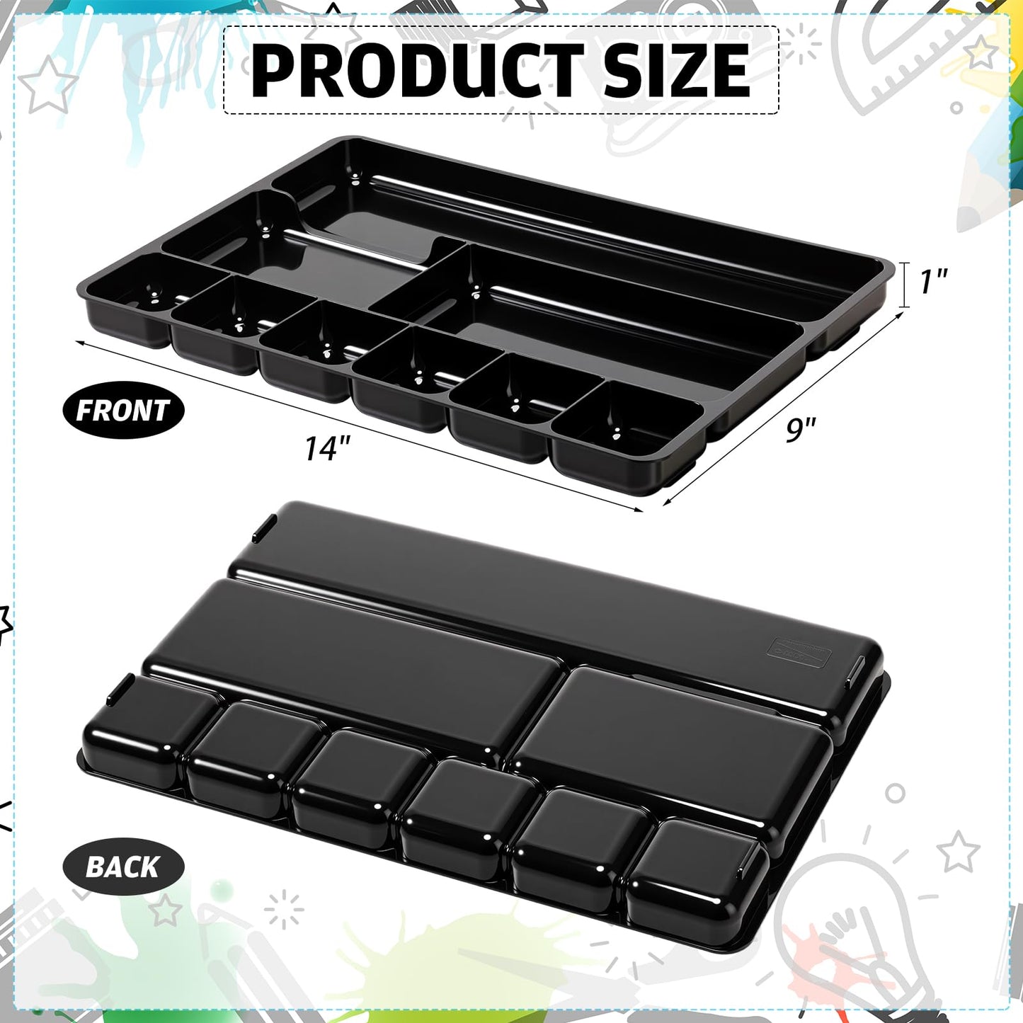 Desk Drawer Organizer Tray with 9 Storage Compartments for Office Supplies