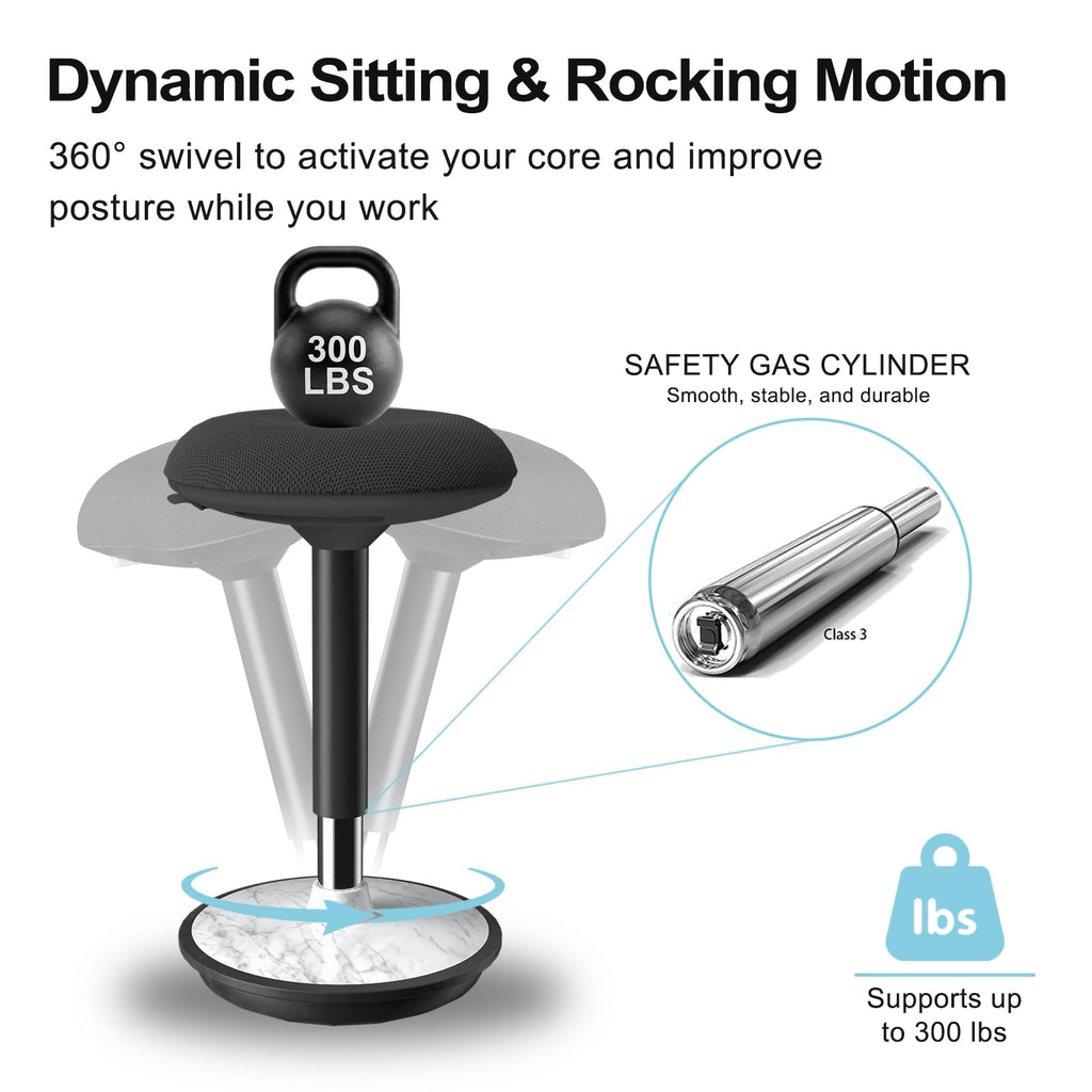 Adjustable Wobble Stool with 360° Motion & Ergonomic Base