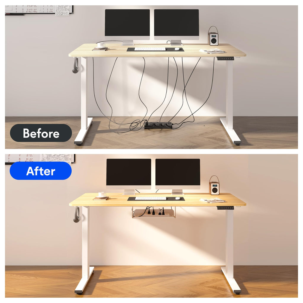Height Adjustable Standing Desk with Cable Management & Power Hub