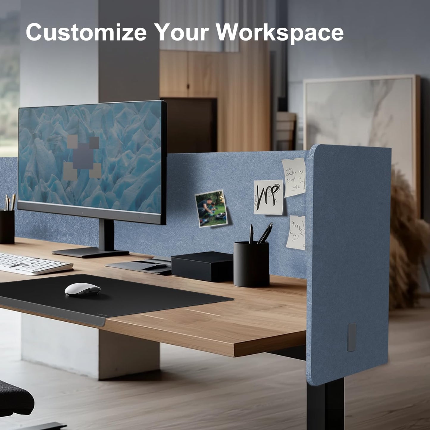 L-Shaped Desk Privacy Panel with Acoustic Divider Design