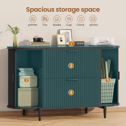 Modern 2 Drawer File Cabinet with Printer Stand & Storage