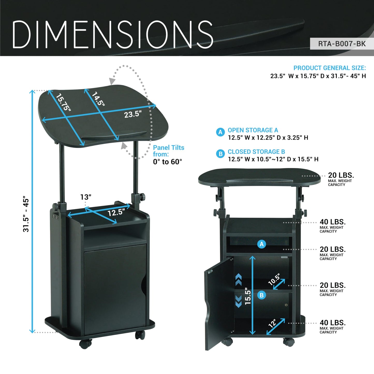 Techni Mobili RTA-B007 Laptop Cart