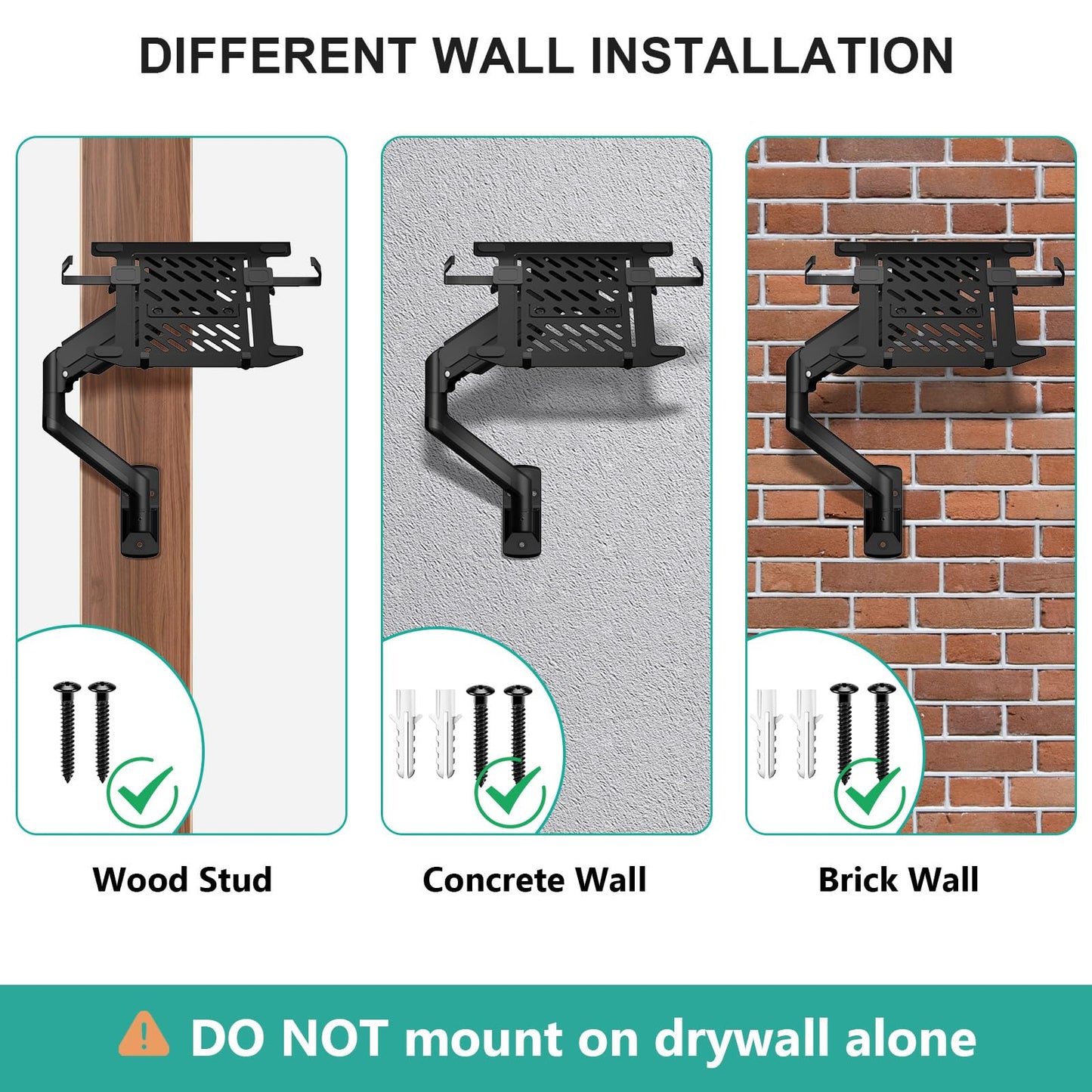 WALI Laptop Adjustable/Full Adjustable/Wall/Pegboard/Car Mounts