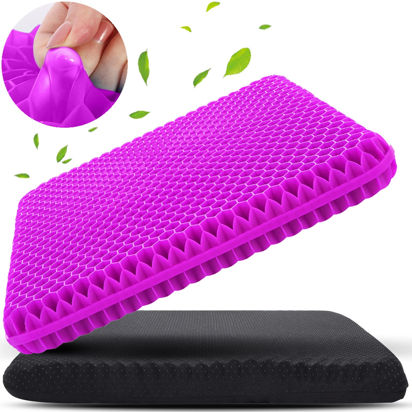 Large Gel Seat Cushion with Breathable Cover for Office Chairs