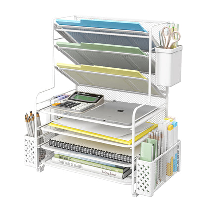7 Tier Desk File Organizer with Paper Tray & Pen Holder