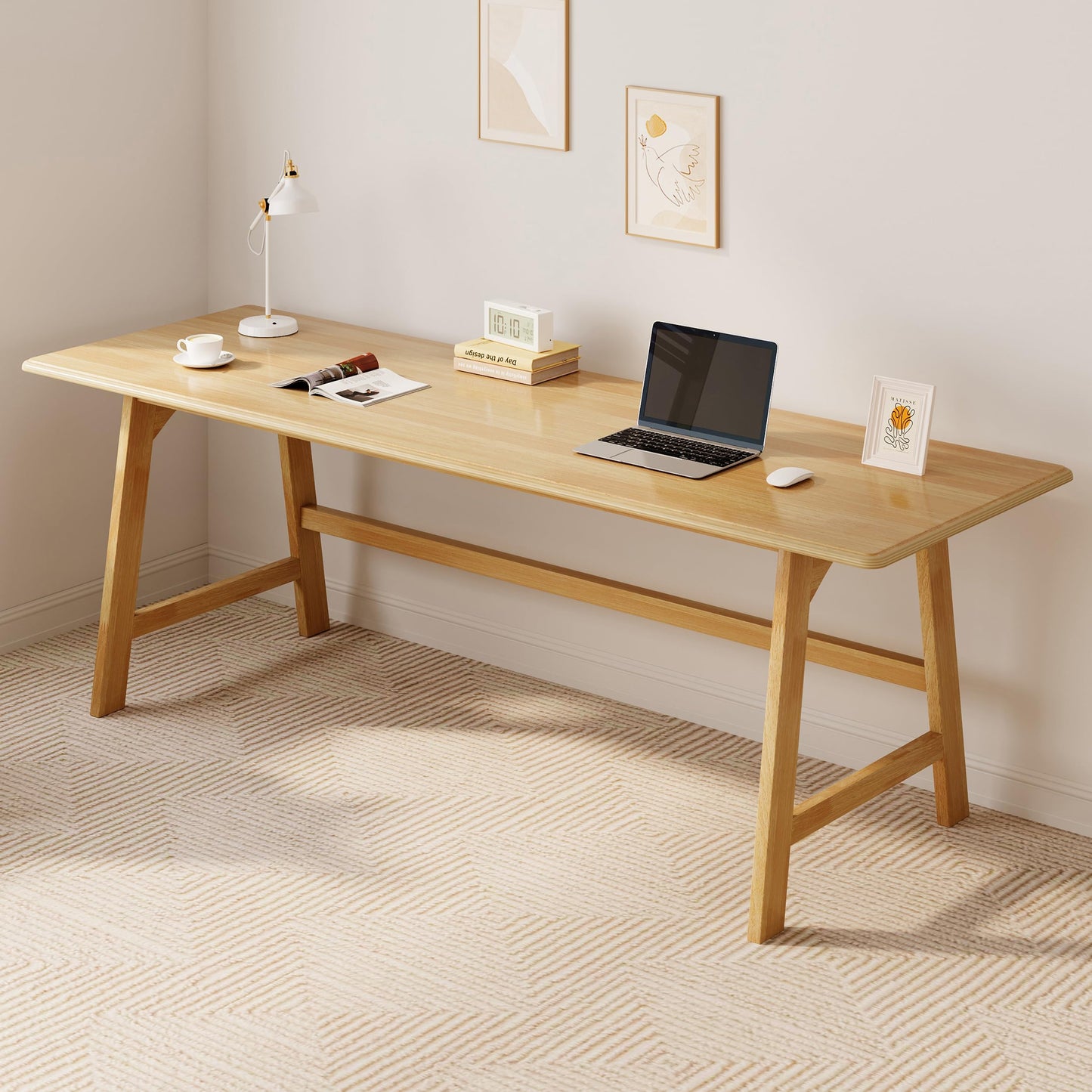 IOTXY Solid Wood Writing Table - Minimalist PC Computer Desk