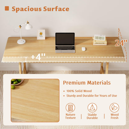 IOTXY Solid Wood Writing Table - Minimalist PC Computer Desk