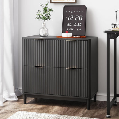 Modern Fluted File Cabinet with Lateral Storage Design