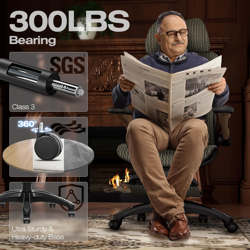 Ergonomic Mesh Office Chair with Footrest & Adjustable Lumbar Support