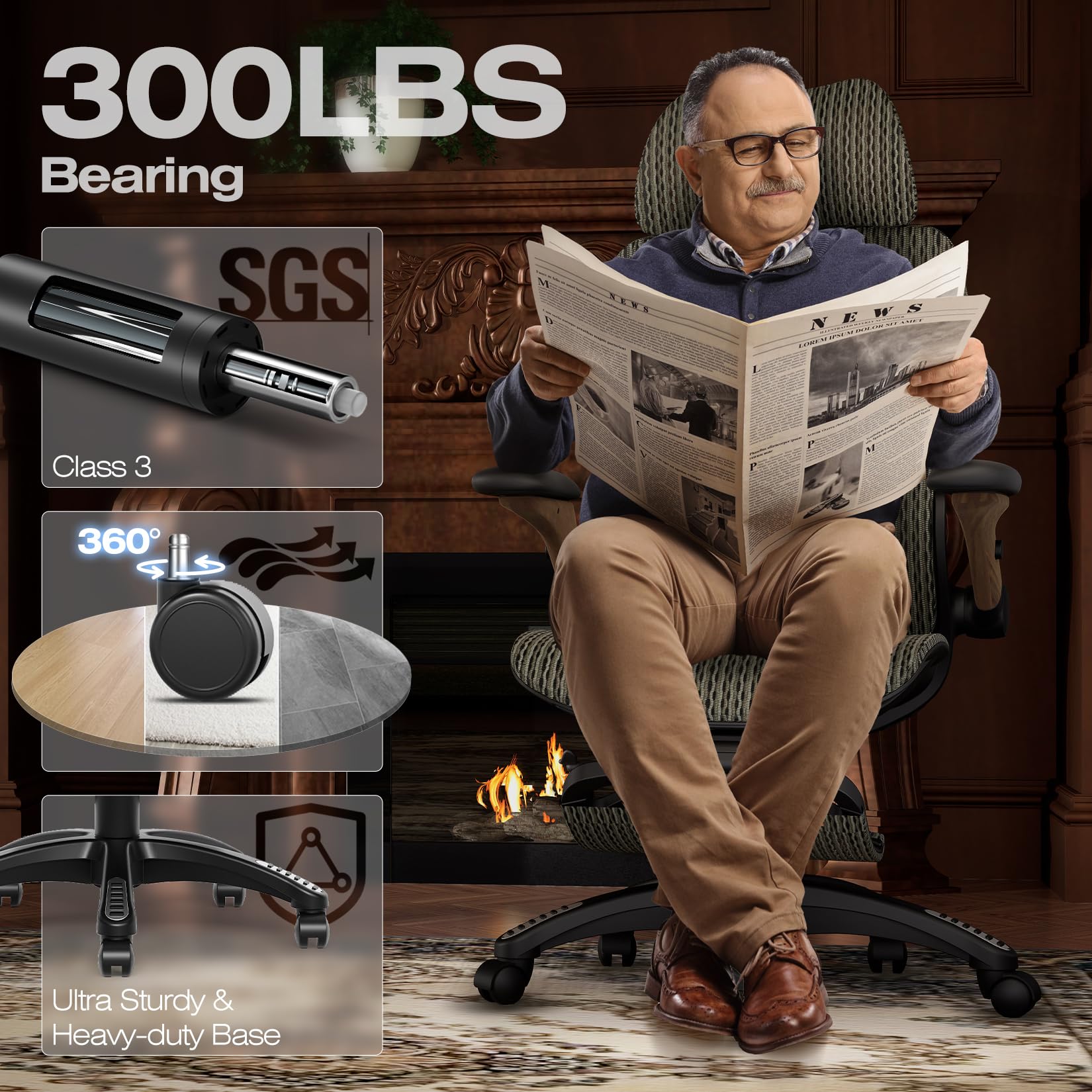 Ergonomic Mesh Office Chair with Footrest & Adjustable Lumbar Support