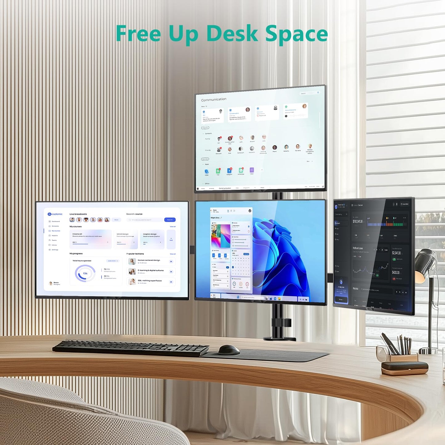 WALI Adjustable Monitor Arms C-Clamp and Free-Standing