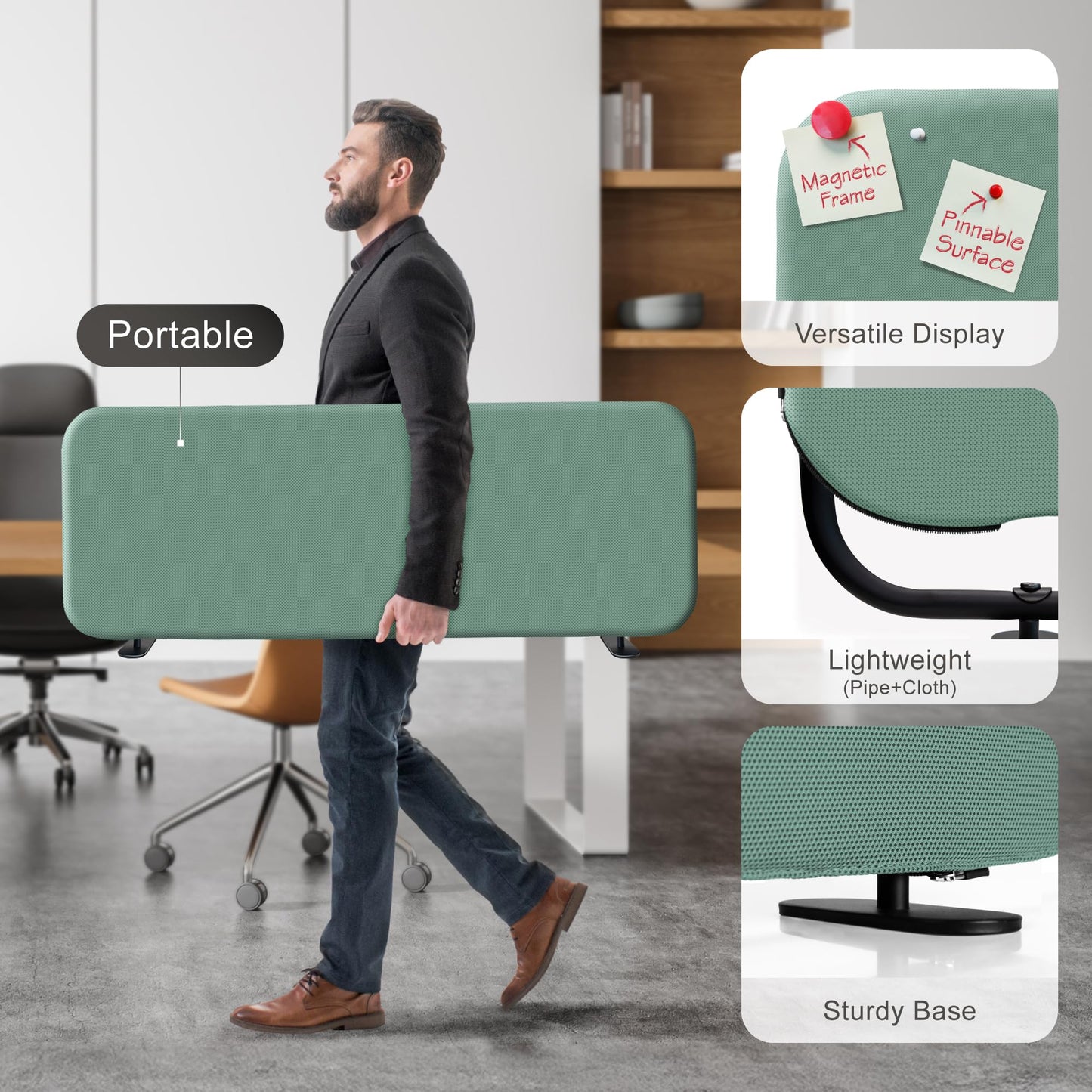 Freestanding Desk Divider Panel for Office Privacy & Workspace Separation