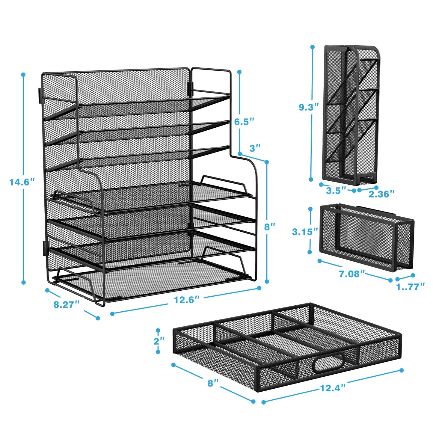 7 Tier Desk File Organizer with Drawer & Pen Holders