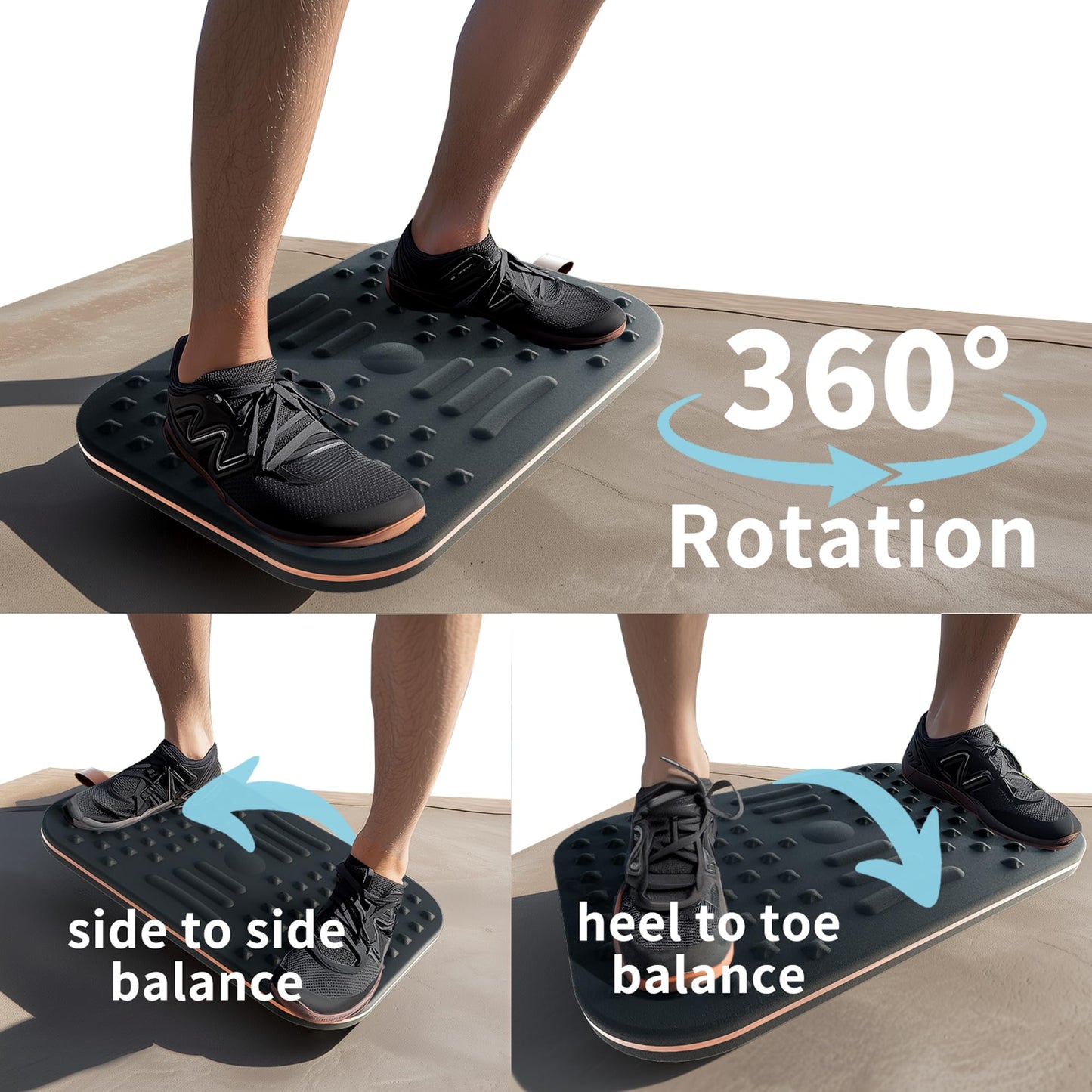 ERGO COLLECT 2-In-1 Standing Desk Balance Board & Foot Mat, Black