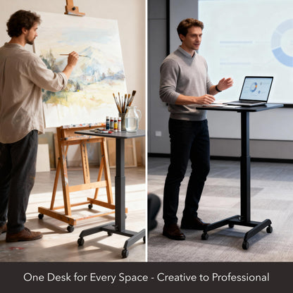 Mount-It! Adjustable Rolling Laptop Desk, Mobile Standing Desk with Wheels