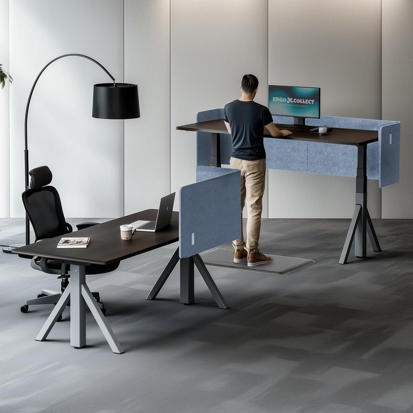 L-Shaped Desk Privacy Panel with Acoustic Divider Design