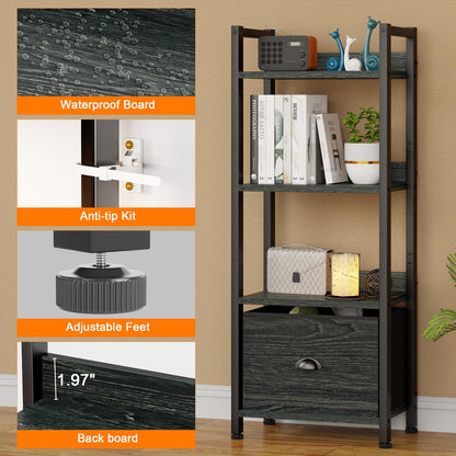 Furologee Tall Bookshelf with Drawers