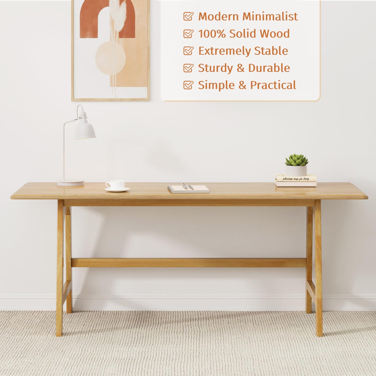IOTXY Solid Wood Writing Table - Minimalist PC Computer Desk