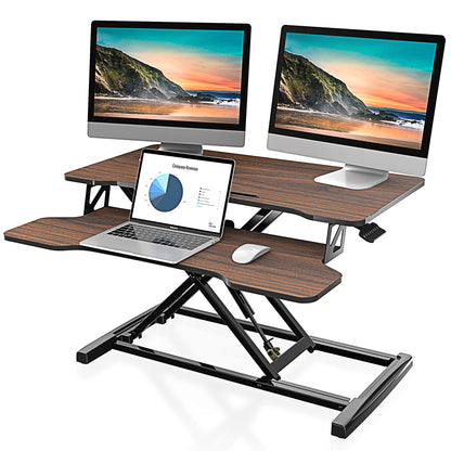 Height Adjustable Desk Converter for Dual Monitor Workstations