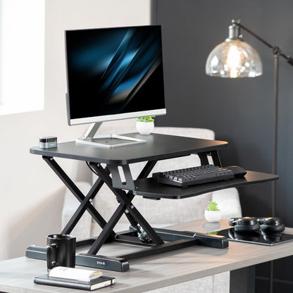 Height Adjustable Desk Converter with Dual Monitor Workstation