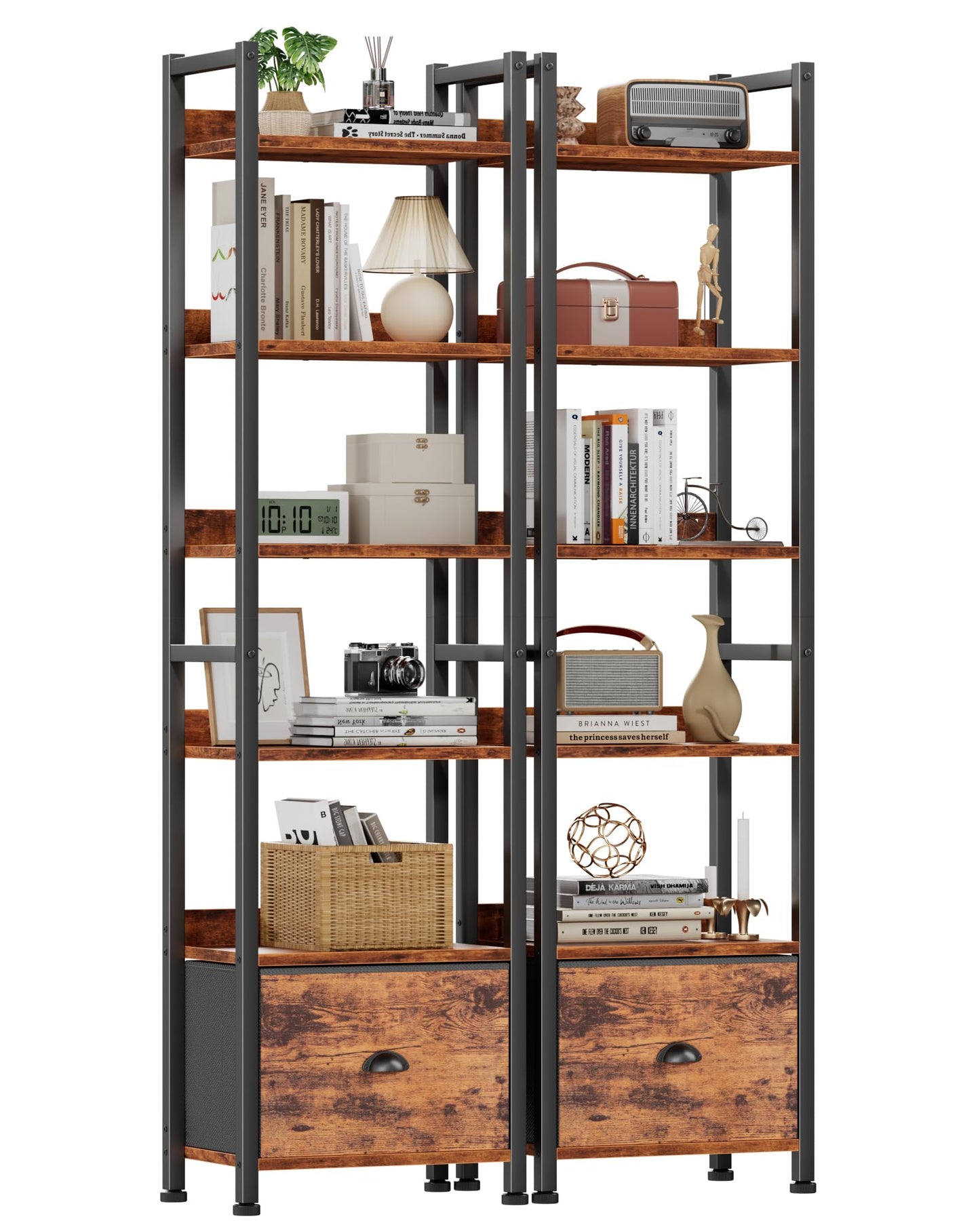 Furologee Tall Bookshelf with Drawers