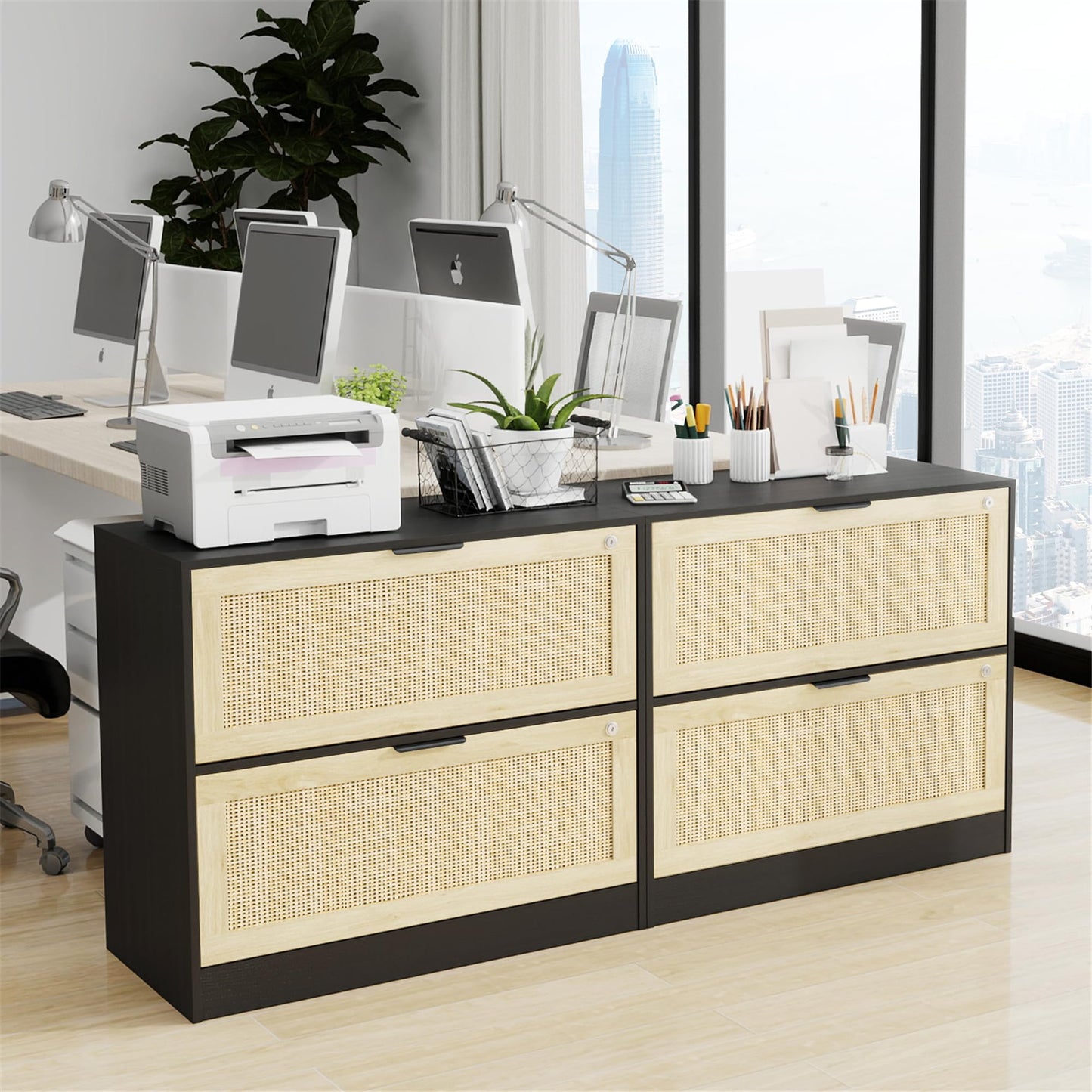 HOPUBUY 2 Drawer File Cabinet with Lock, Printer Stand Lateral