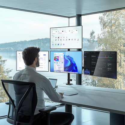 WALI Adjustable Monitor Arms C-Clamp and Free-Standing
