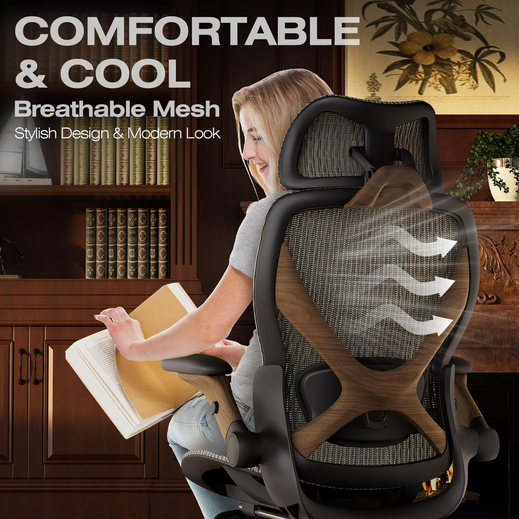 Ergonomic Mesh Office Chair with Footrest & Adjustable Lumbar Support