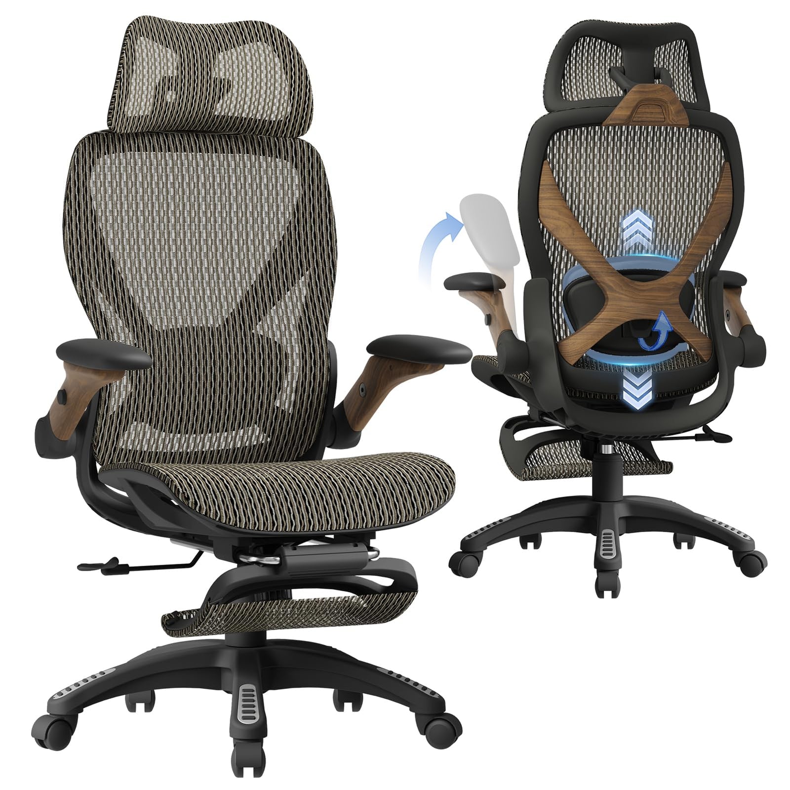 Ergonomic Mesh Office Chair with Footrest & Adjustable Lumbar Support