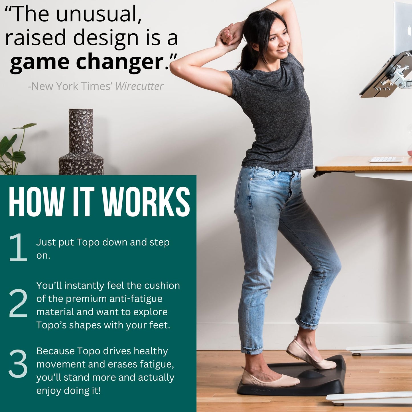 Ergonomic Standing Desk Mat with Anti-Fatigue Terrain Design