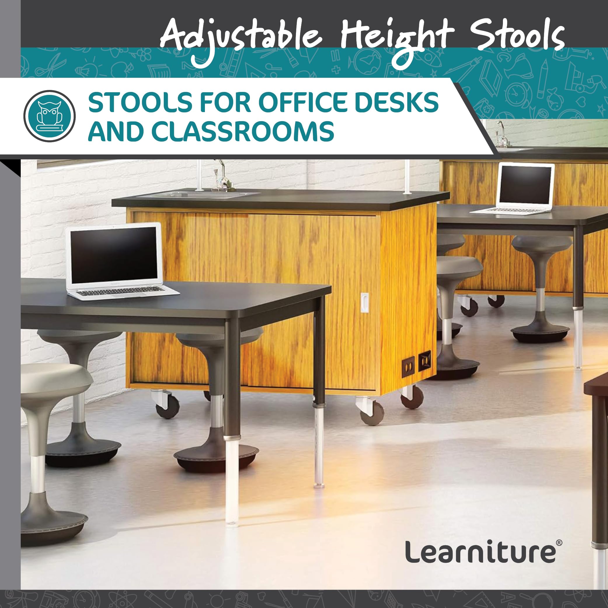 Active Learning Stool with Adjustable Height & Ergonomic Rocking Base
