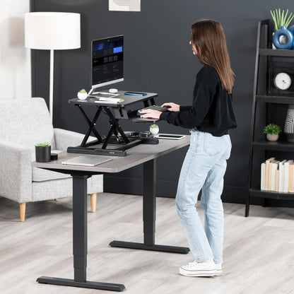 Height Adjustable Desk Converter with Dual Monitor Workstation