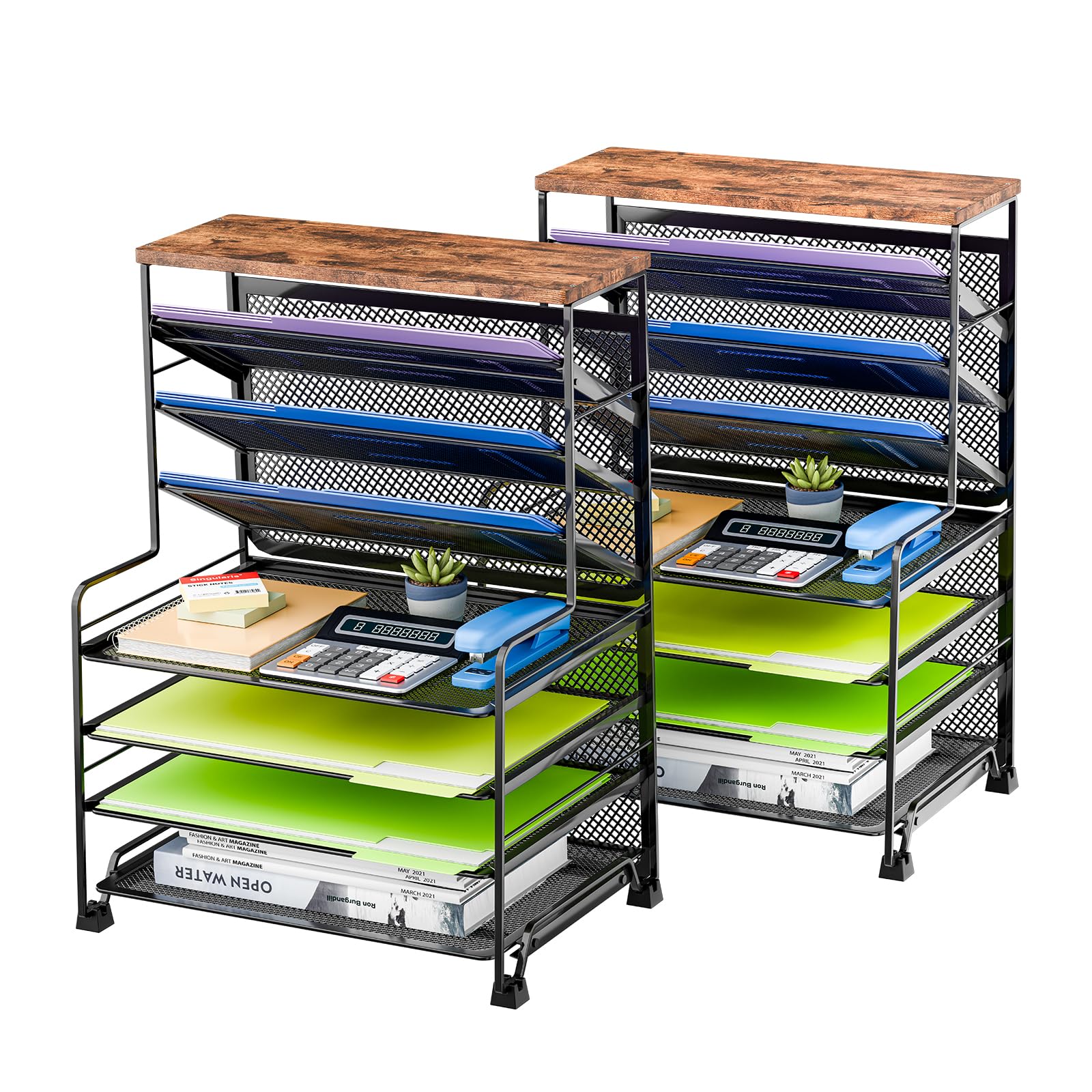 7 Tier Desk File Organizer with Paper Tray & Pen Holder