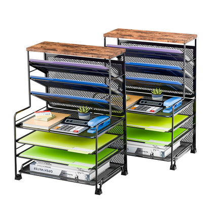 7 Tier Desk File Organizer with Paper Tray & Pen Holder