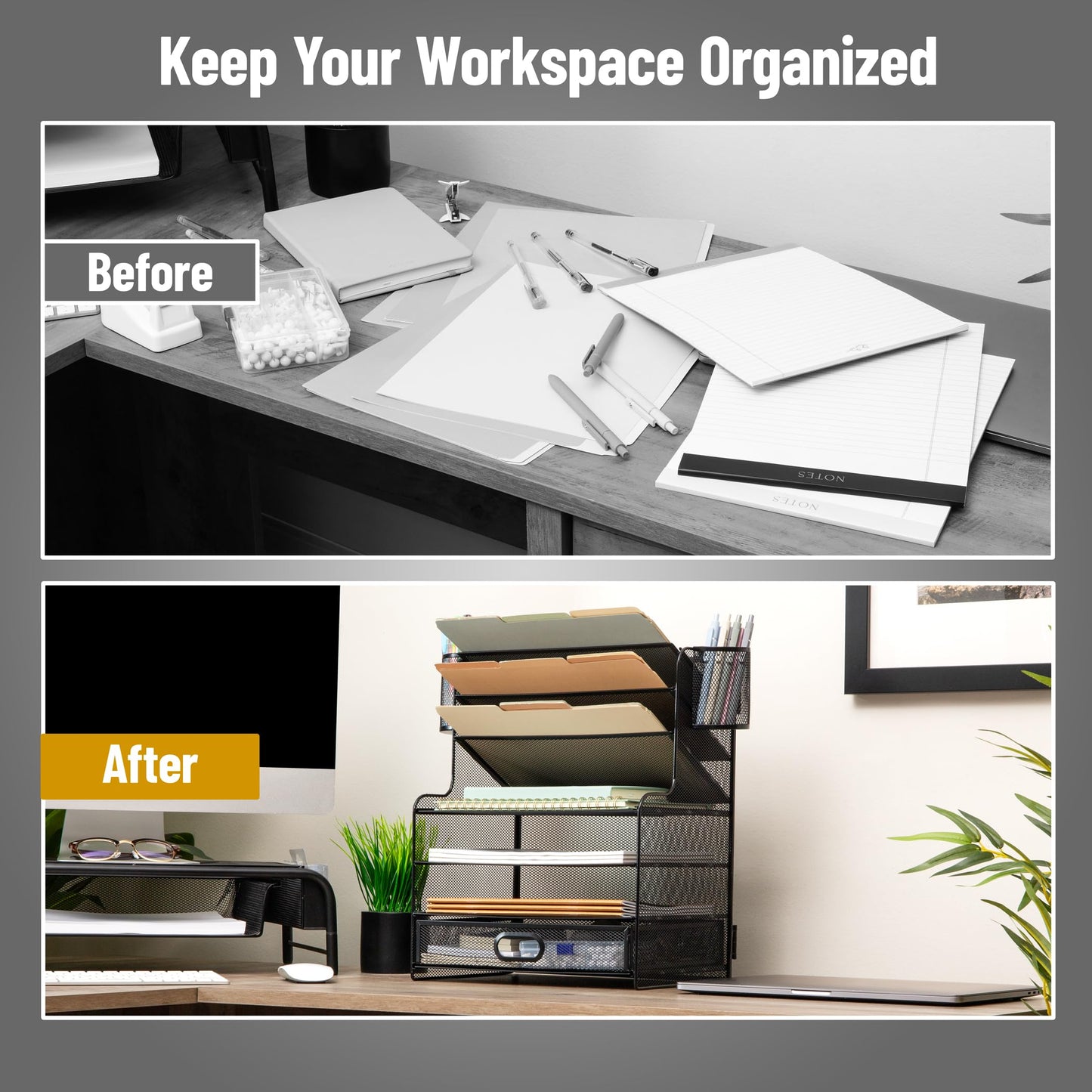 Mesh Desk Organizer with Drawer & Multi-Compartment Storage