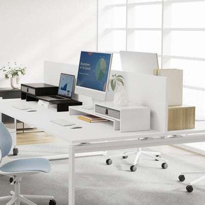 Fenge Triple Monitor Stand with Srorage Drawer, Adjustable Length and Angle