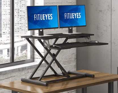 Height Adjustable Desk Converter for Dual Monitor Workstations