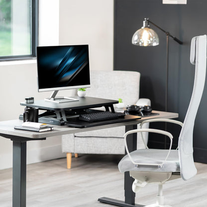 Height Adjustable Desk Converter with Dual Monitor Workstation