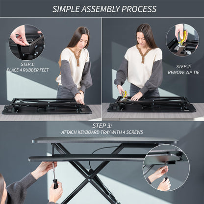 Height Adjustable Desk Converter with Dual Monitor Workstation