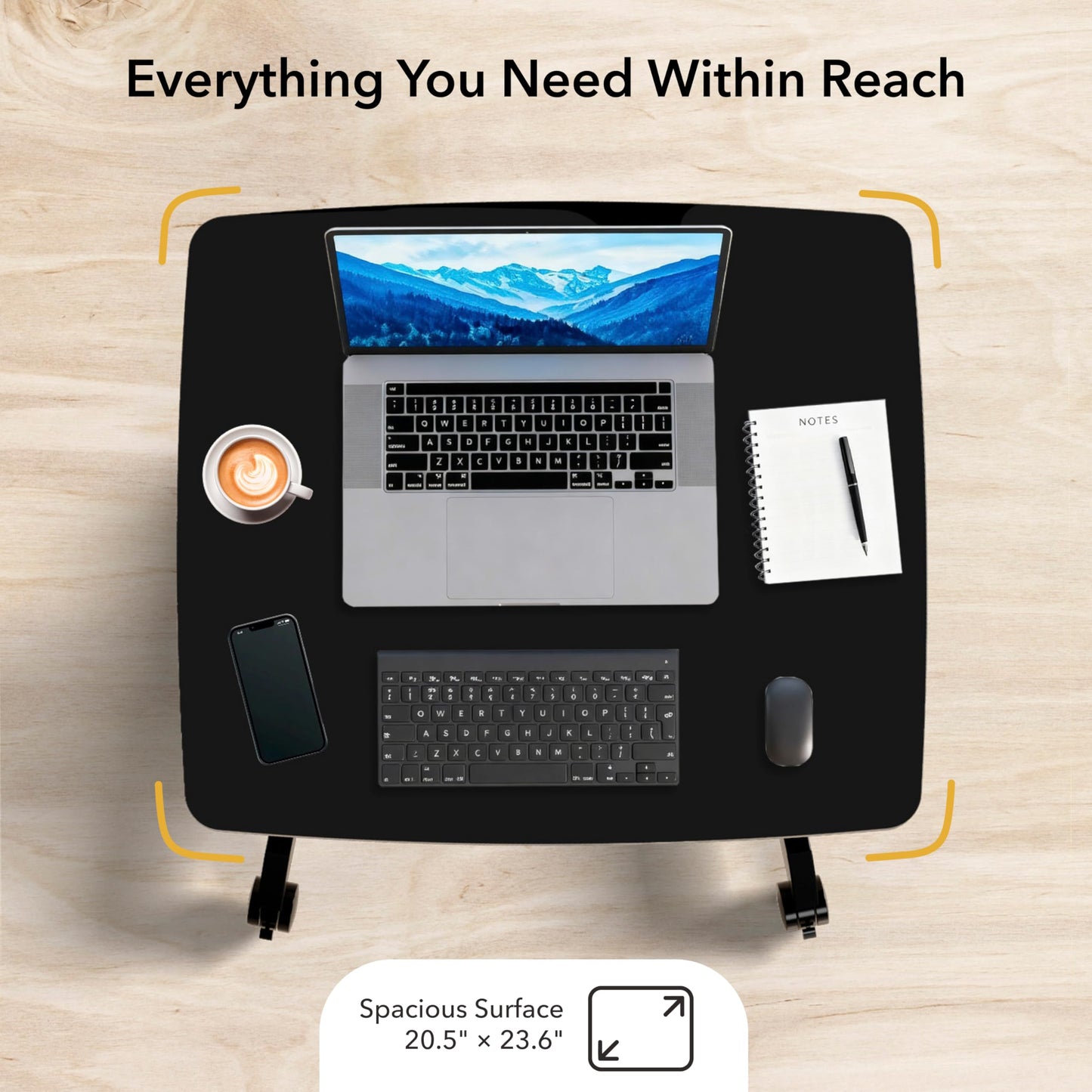 Mount-It! Adjustable Rolling Laptop Desk, Mobile Standing Desk with Wheels