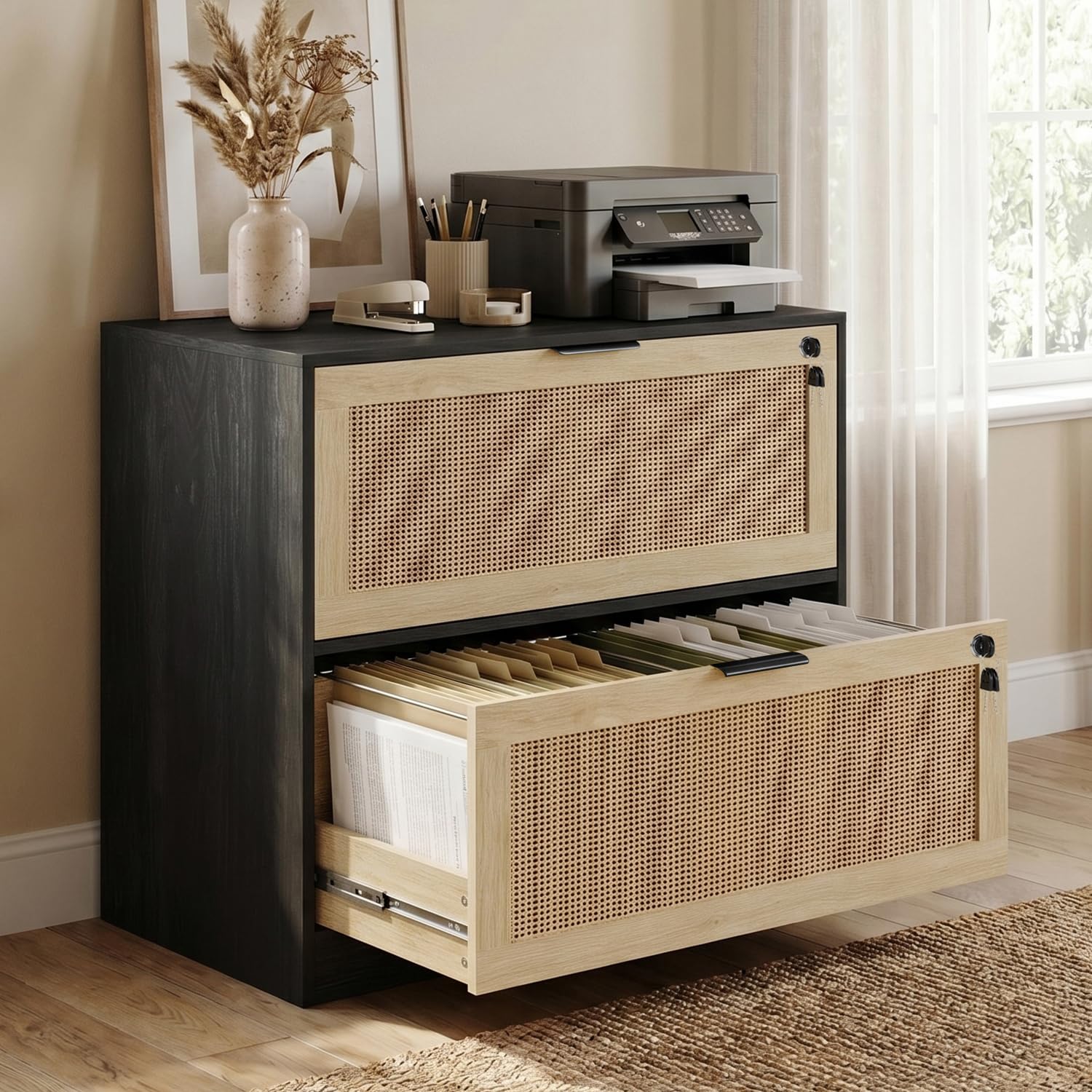 HOPUBUY 2 Drawer File Cabinet with Lock, Printer Stand Lateral