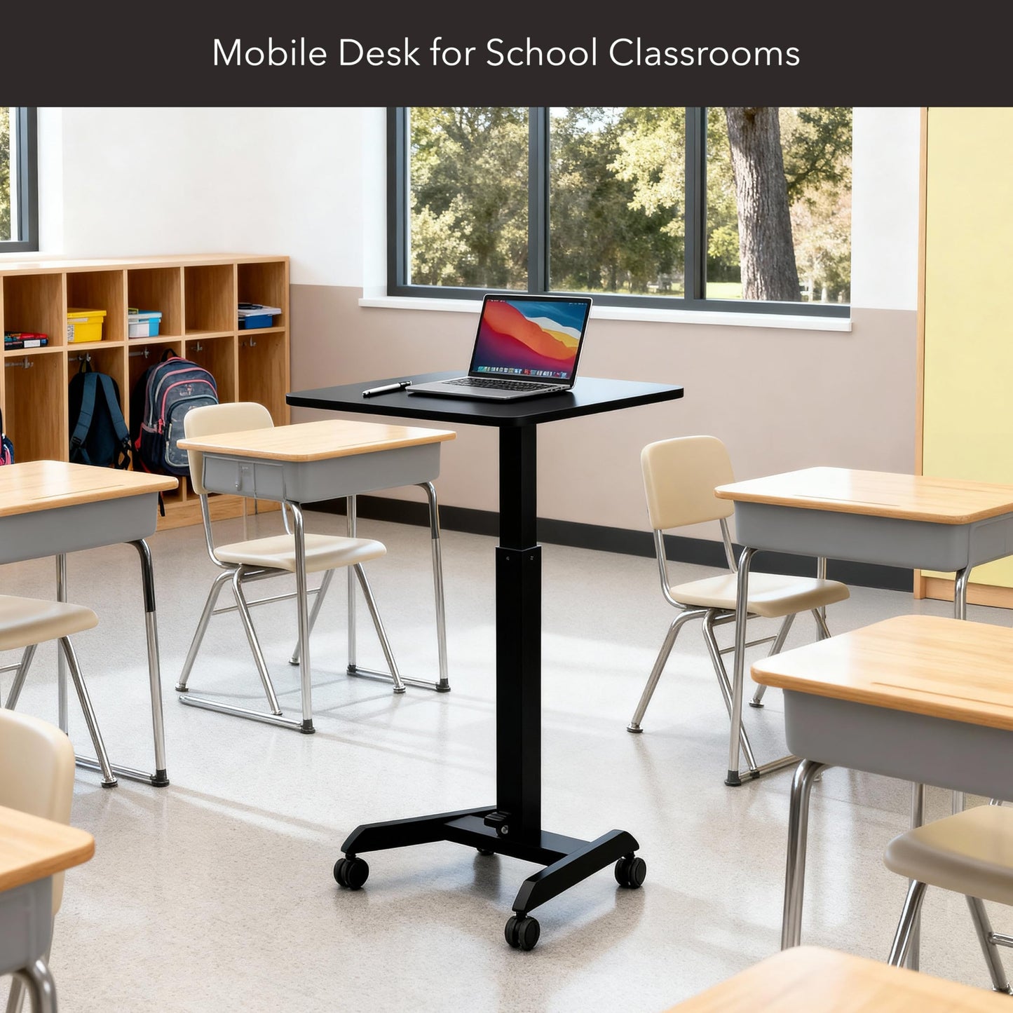 Mount-It! Adjustable Rolling Laptop Desk, Mobile Standing Desk with Wheels