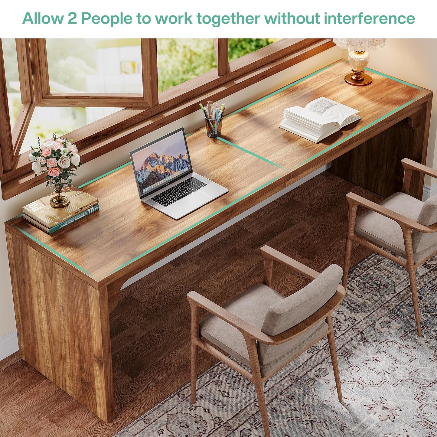 Extra Long Two-Person Office Desk for Home Workstations