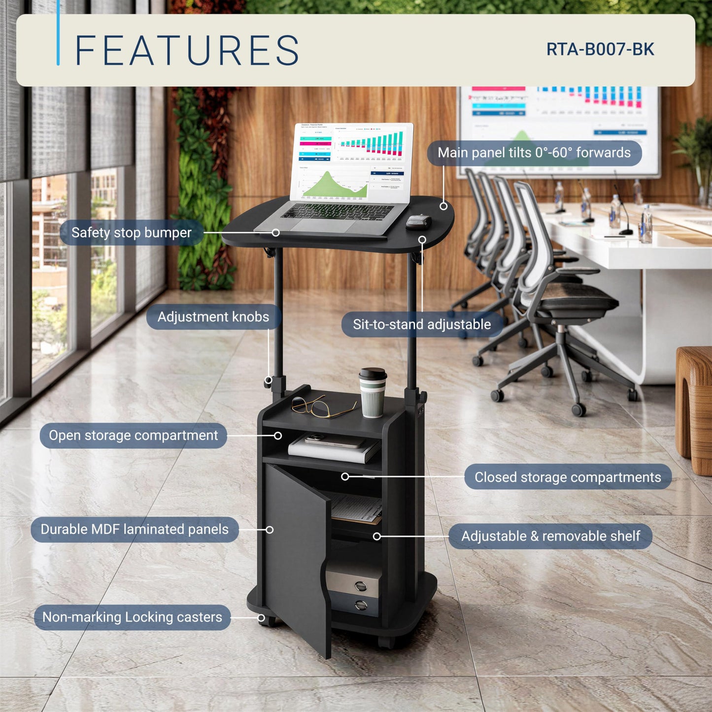 Techni Mobili RTA-B007 Laptop Cart
