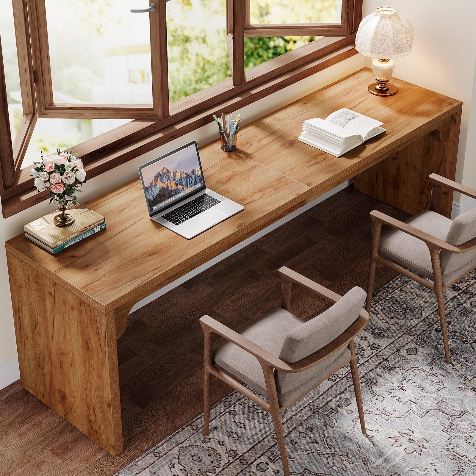 Extra Long Two-Person Office Desk for Home Workstations