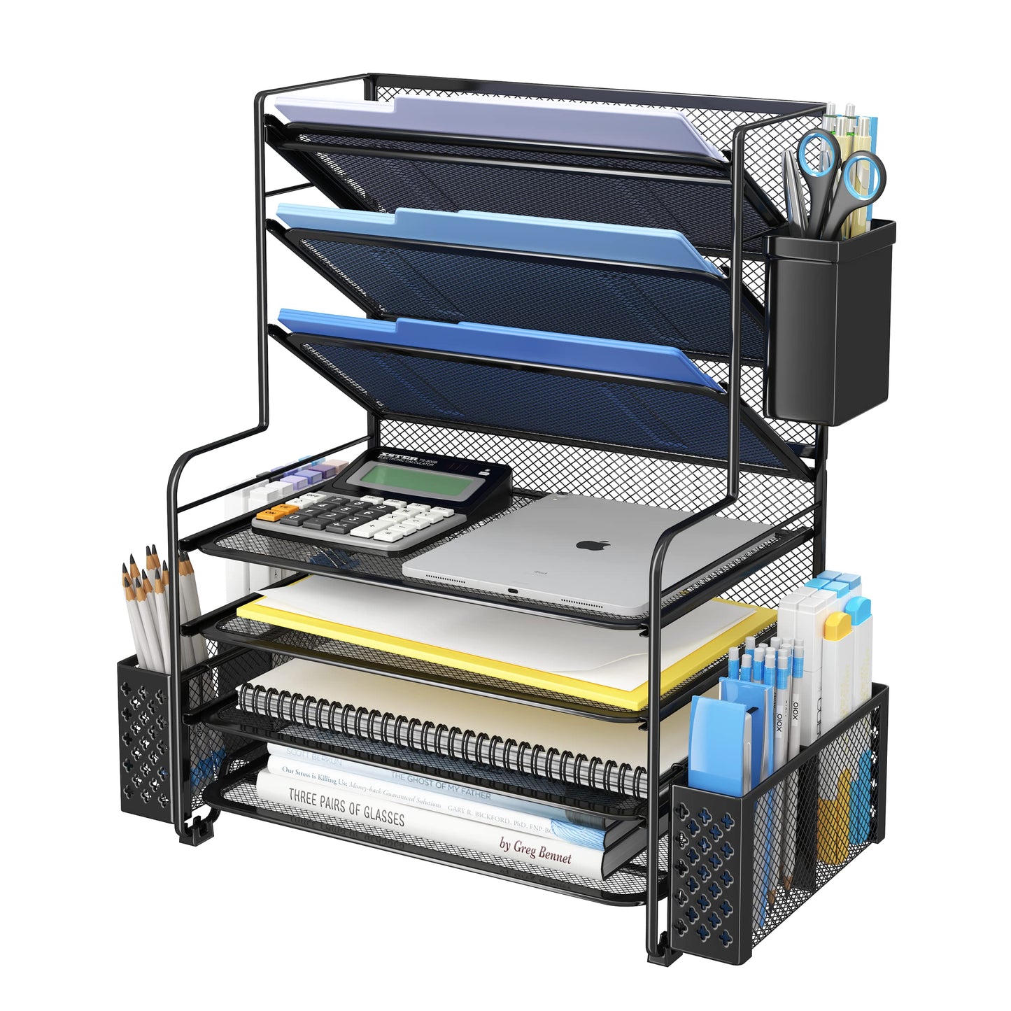 7 Tier Desk File Organizer with Paper Tray & Pen Holder