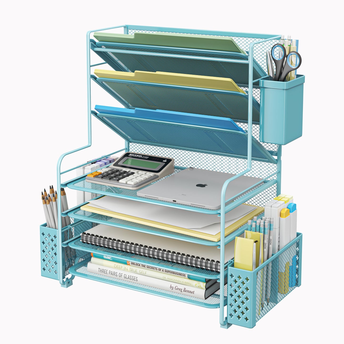 7 Tier Desk File Organizer with Paper Tray & Pen Holder