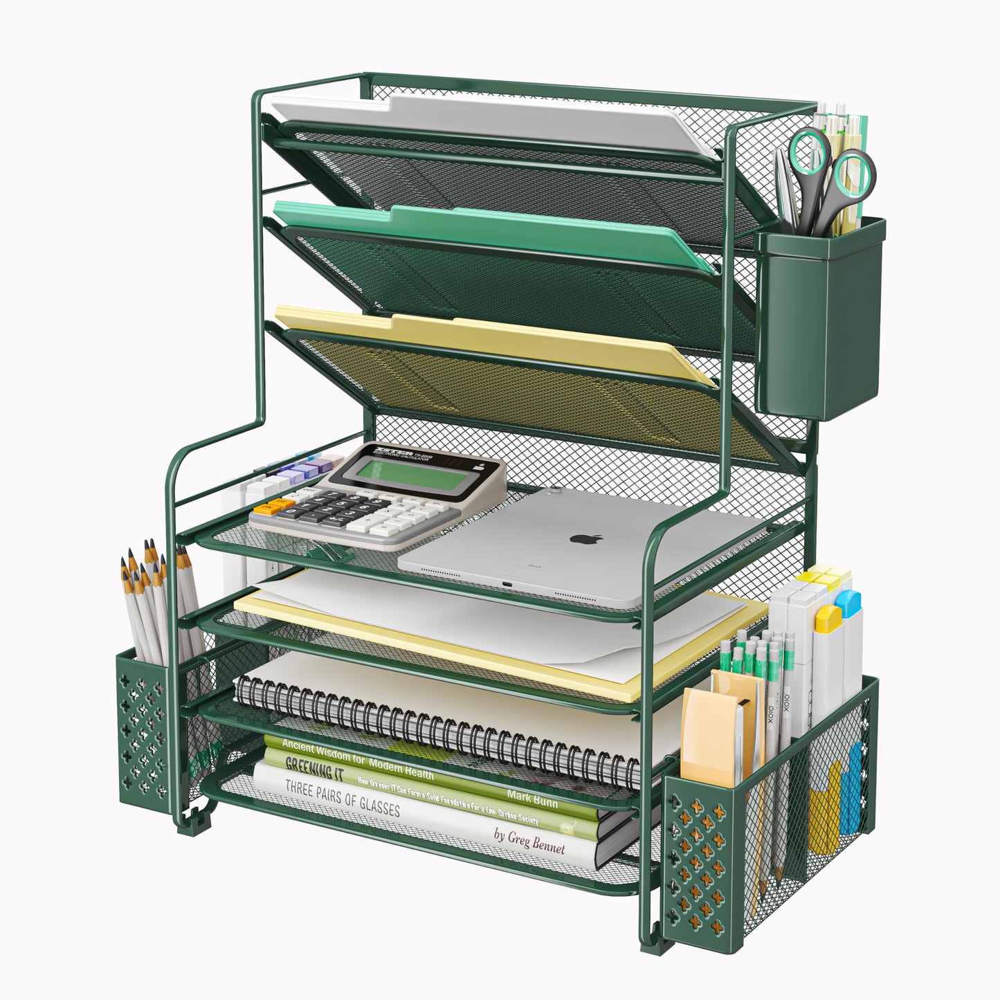 7 Tier Desk File Organizer with Paper Tray & Pen Holder
