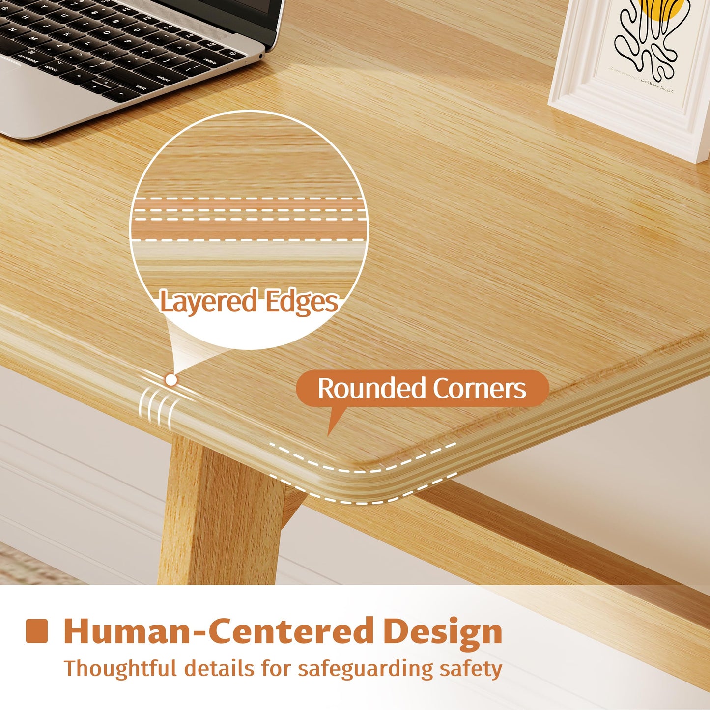 IOTXY Solid Wood Writing Table - Minimalist PC Computer Desk